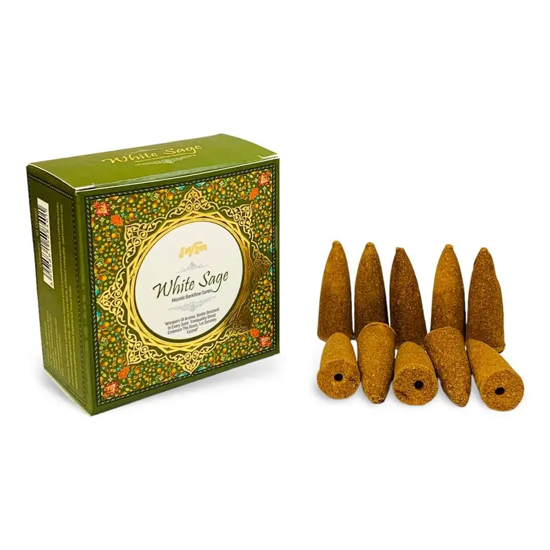 Jaygee White Sage Backflow Incense Cones Pack Of 10 Cones Soothing White Sage Ba